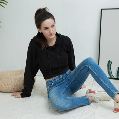 Damen Cropped Kapuzenpullover Norvielle