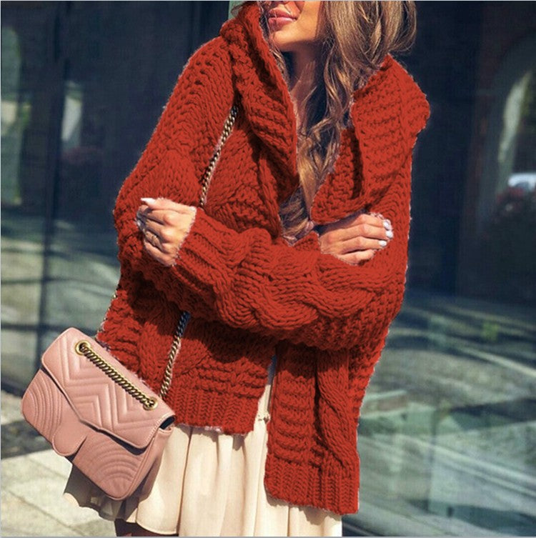 Damen Grobstrick-Cardigan Voluminöse Ärmel Lässiger Schnitt