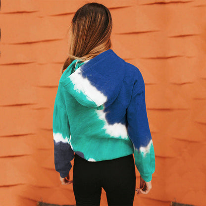 Damen Oversized Kapuzenpullover Batikdesign