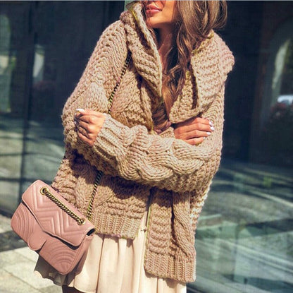 Damen Grobstrick-Cardigan Voluminöse Ärmel Lässiger Schnitt - Norvielle