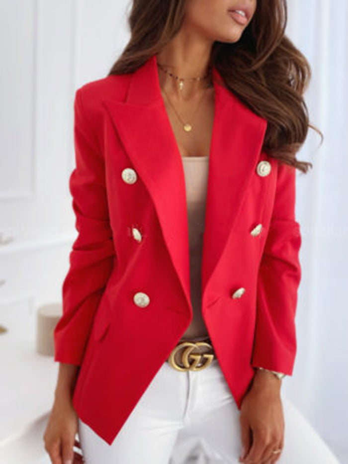 Damen Blazer Tailliert Doppelknopfleiste Goldton