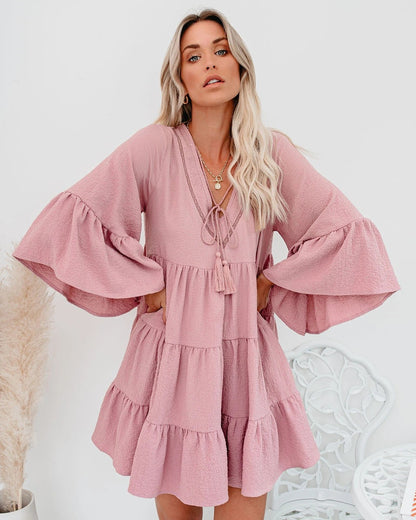 Damen Wickelkleid Luftig Rüschendetails Norvielle