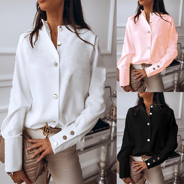 Damen Bluse Lässiger Schnitt Mit Druckknöpfen Norvielle - Norvielle