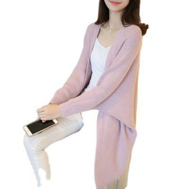Damen Longcardigan Offene Front Feines Strickmuster Beige