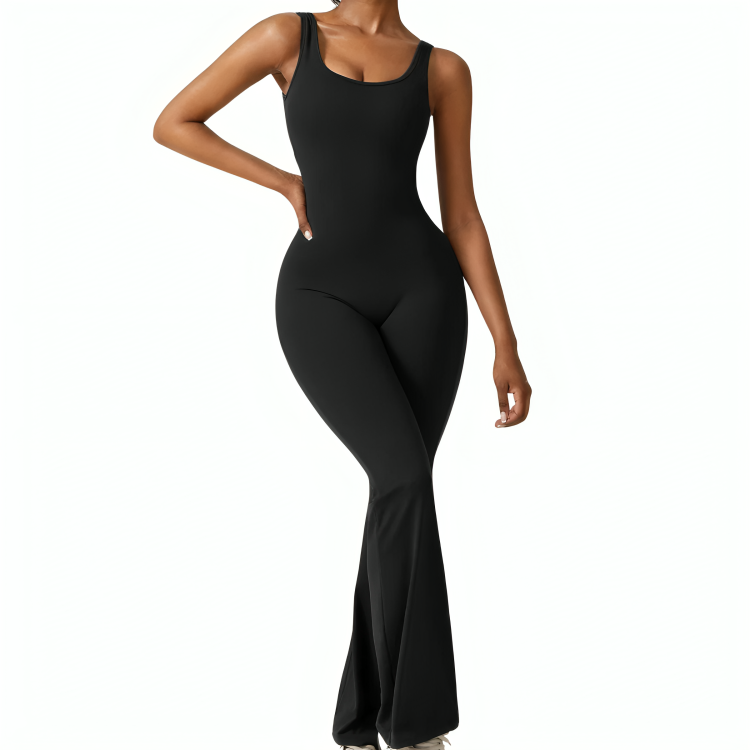 Damen Jumpsuit Enganliegend Weite Bein Komfort - Norvielle