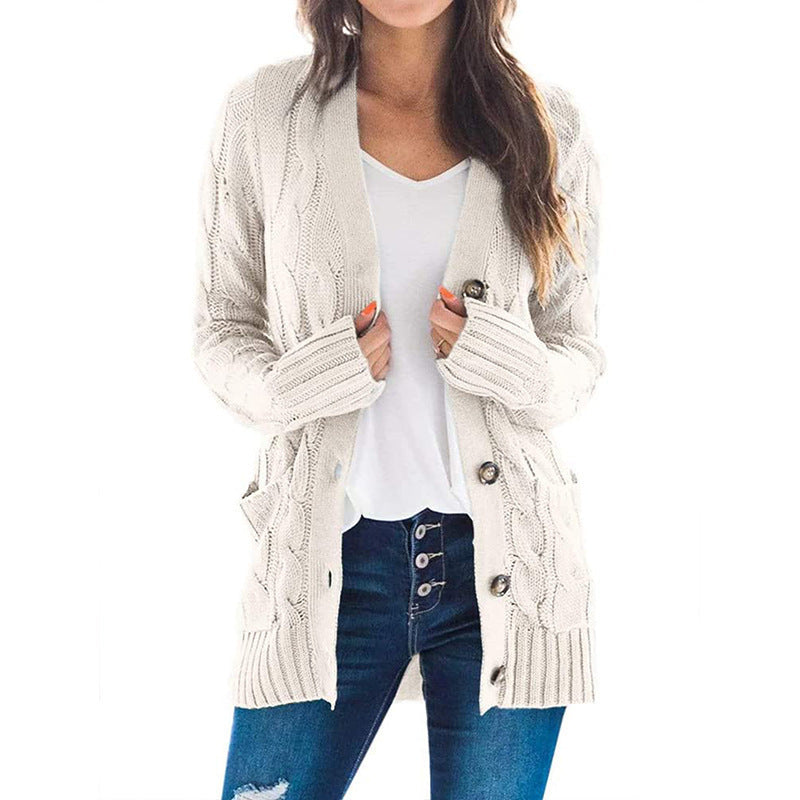 Damen Strickjacke Norvielle mit Zopfmuster und Taschen