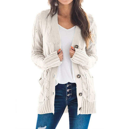 Damen Strickjacke Norvielle mit Zopfmuster und Taschen