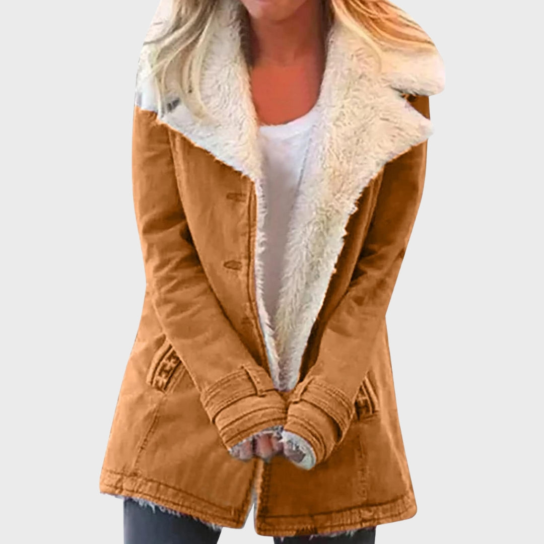 Norvielle Damen Parka Mantel Faux-Lammfell-Fütterung Schwarz - Norvielle