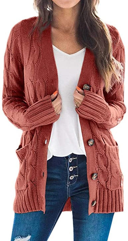 Damen Strickjacke Norvielle mit Zopfmuster und Taschen