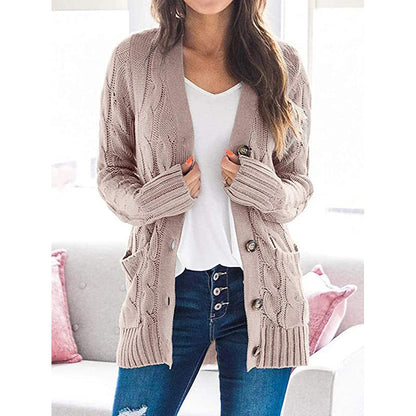 Damen Strickjacke Norvielle mit Zopfmuster und Taschen