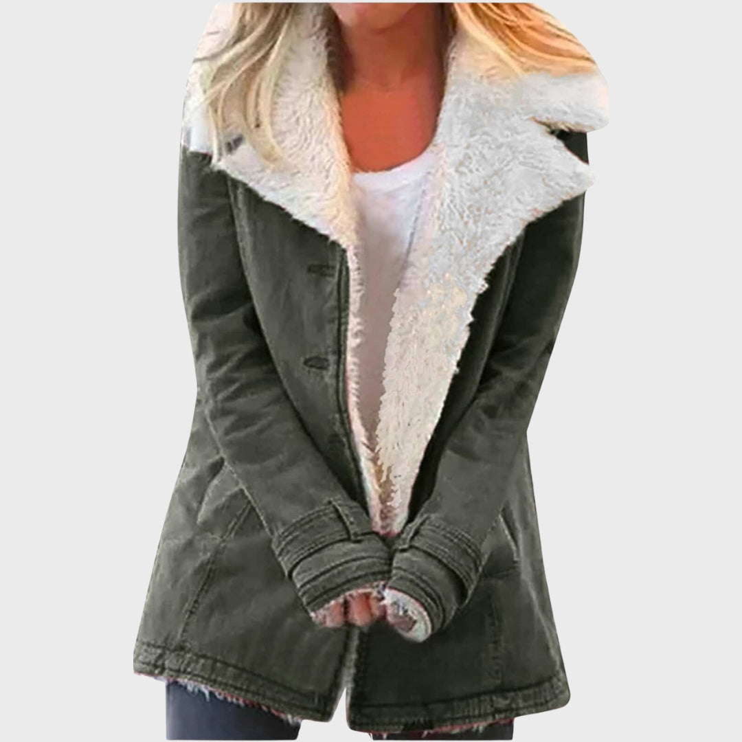 Norvielle Damen Parka Mantel Faux-Lammfell-Fütterung