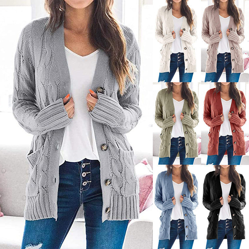 Damen Strickjacke Norvielle mit Zopfmuster und Taschen - Norvielle