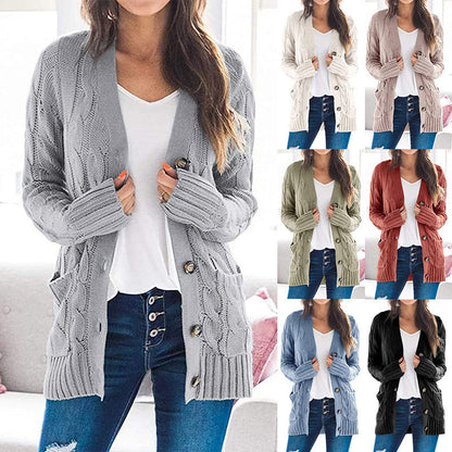 Damen Strickjacke Norvielle mit Zopfmuster und Taschen - Norvielle