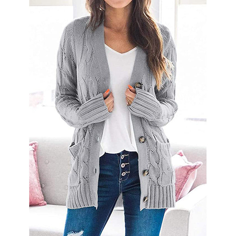 Damen Strickjacke Norvielle mit Zopfmuster und Taschen