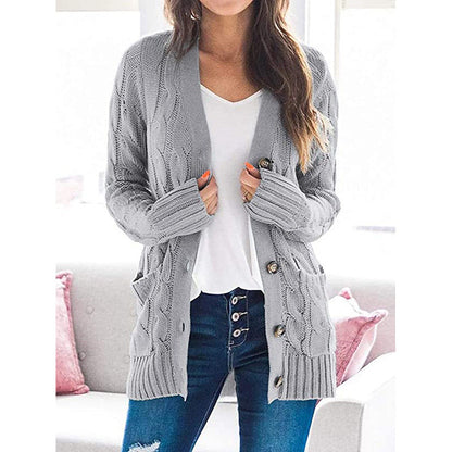 Damen Strickjacke Norvielle mit Zopfmuster und Taschen