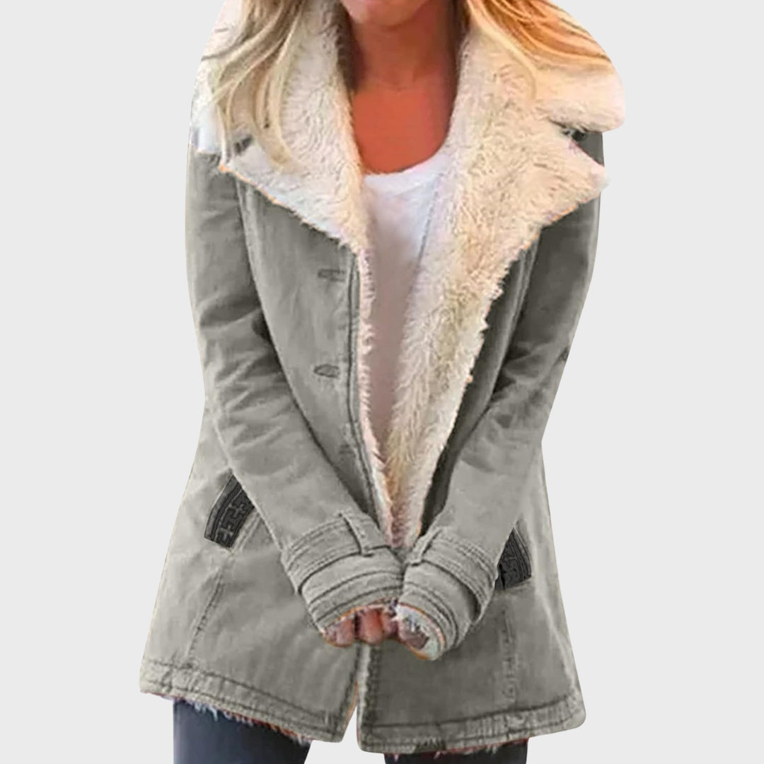 Norvielle Damen Parka Mantel Faux-Lammfell-Fütterung