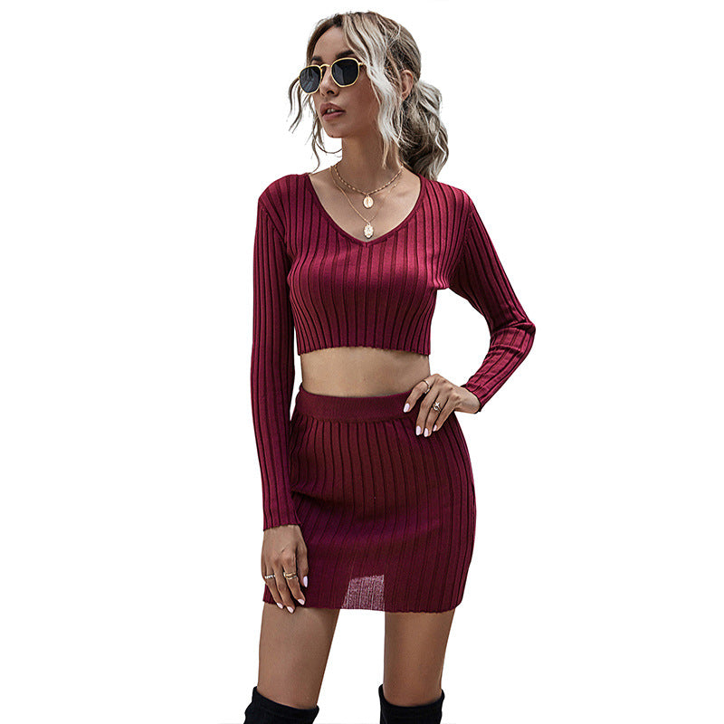 Damen Strickoberteil und Rock Set