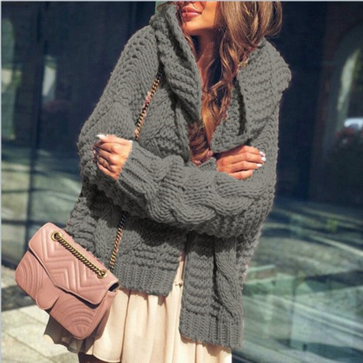 Damen Grobstrick-Cardigan Voluminöse Ärmel Lässiger Schnitt
