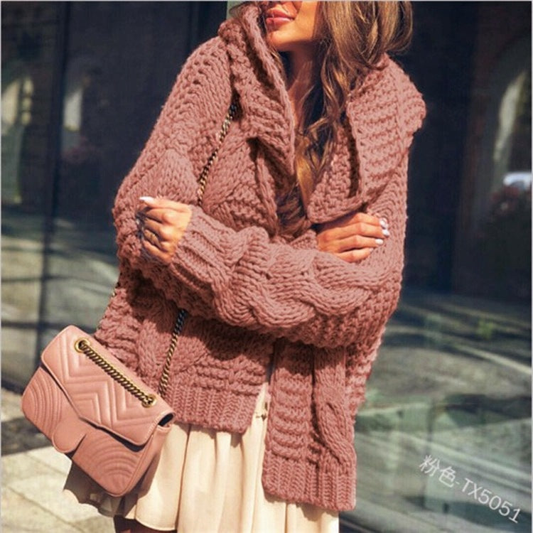 Damen Grobstrick-Cardigan Voluminöse Ärmel Lässiger Schnitt