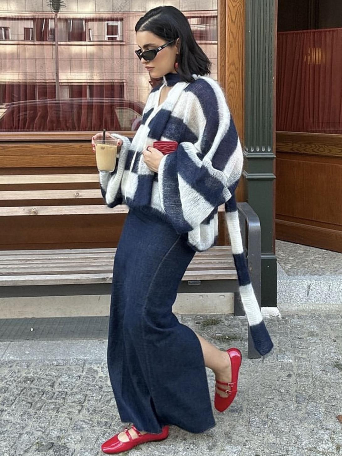 Striped Damen Cardigan Pullover