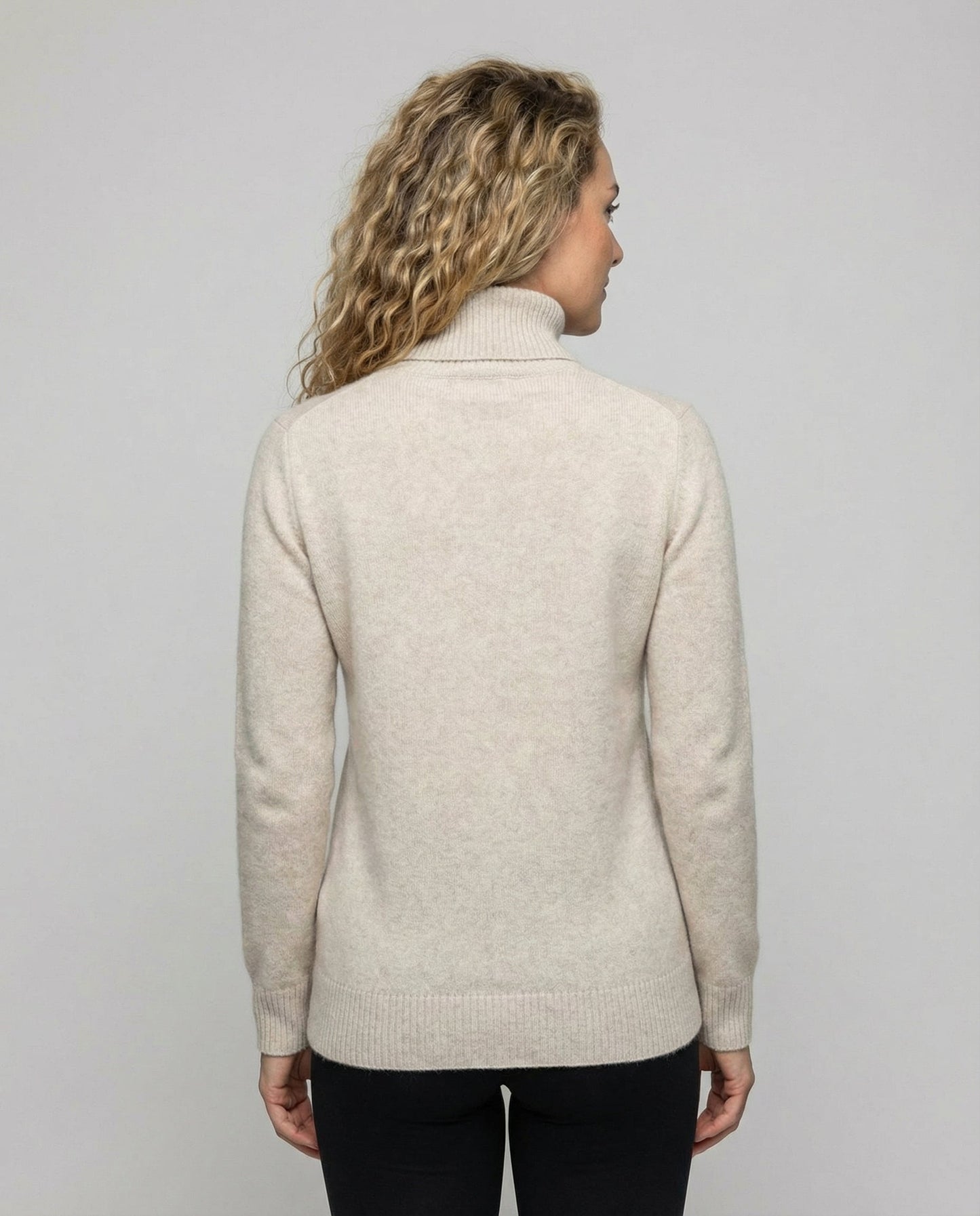 Weiche Damen-Cashmere-Pullover Rollkragen Beige