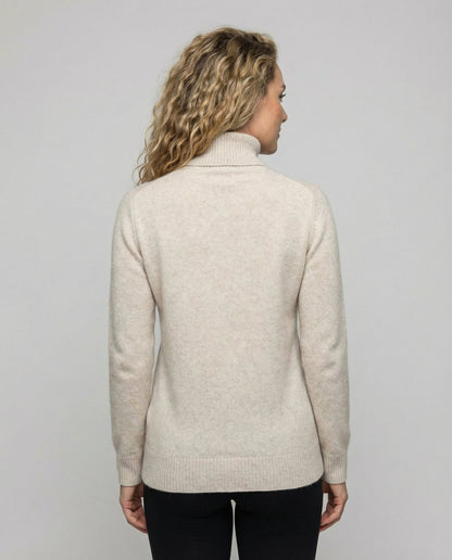 Weiche Damen-Cashmere-Pullover Rollkragen Beige