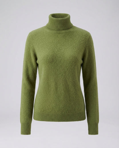 Weiche Damen-Cashmere-Pullover Rollkragen Beige