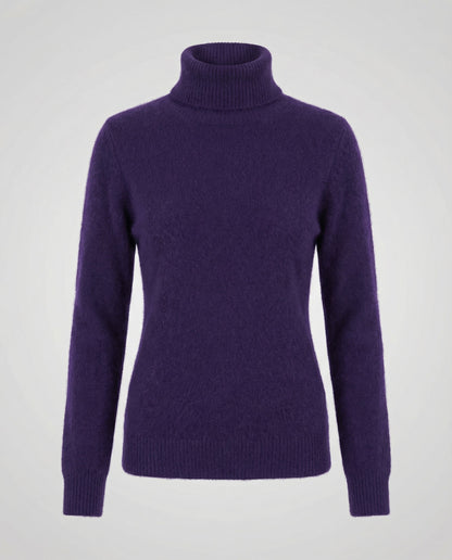 Weiche Damen-Cashmere-Pullover Rollkragen Beige
