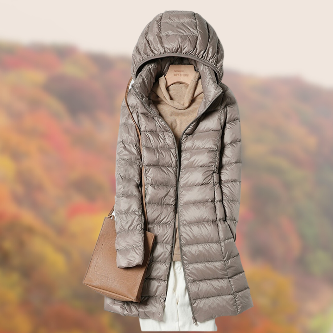 Damen Steppjacke Lange Glänzend Mit Kapuze