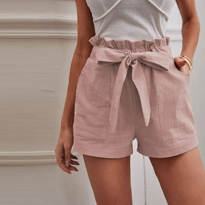 Norvielle Damen Shorts Einfarbig Baumwolle