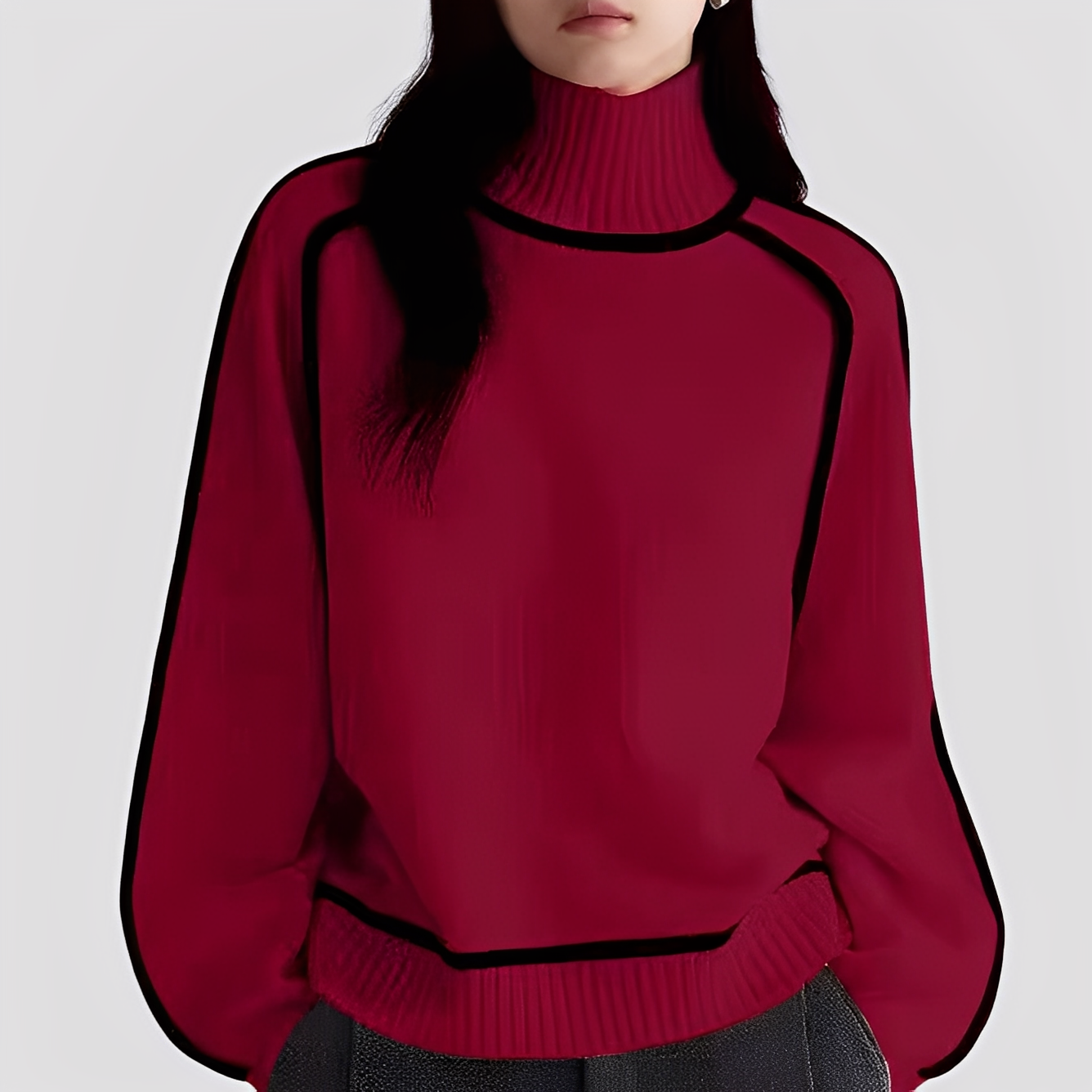 Damen Rollkragenpullover Entspannter Look
