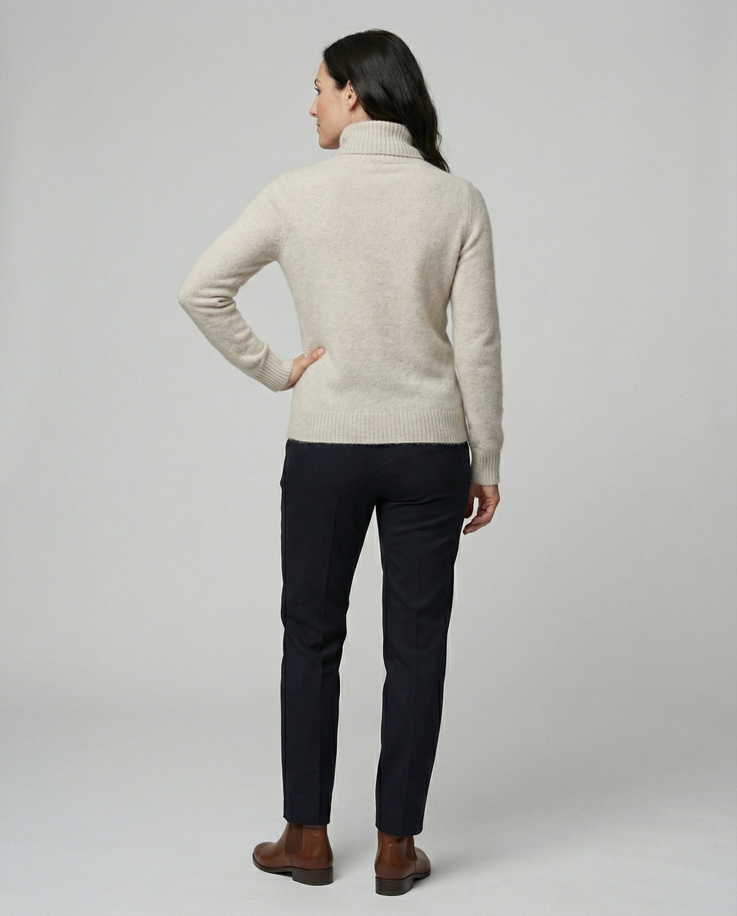 Damen Kaschmir Rollkragenpullover Weich Beige