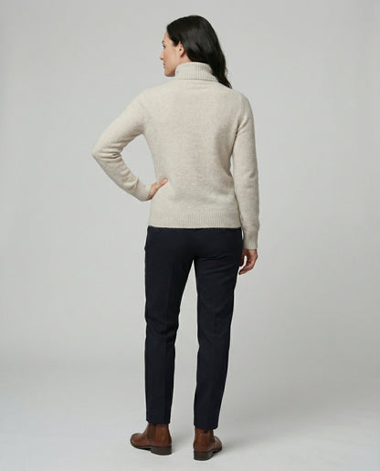 Damen Kaschmir Rollkragenpullover Weich Beige