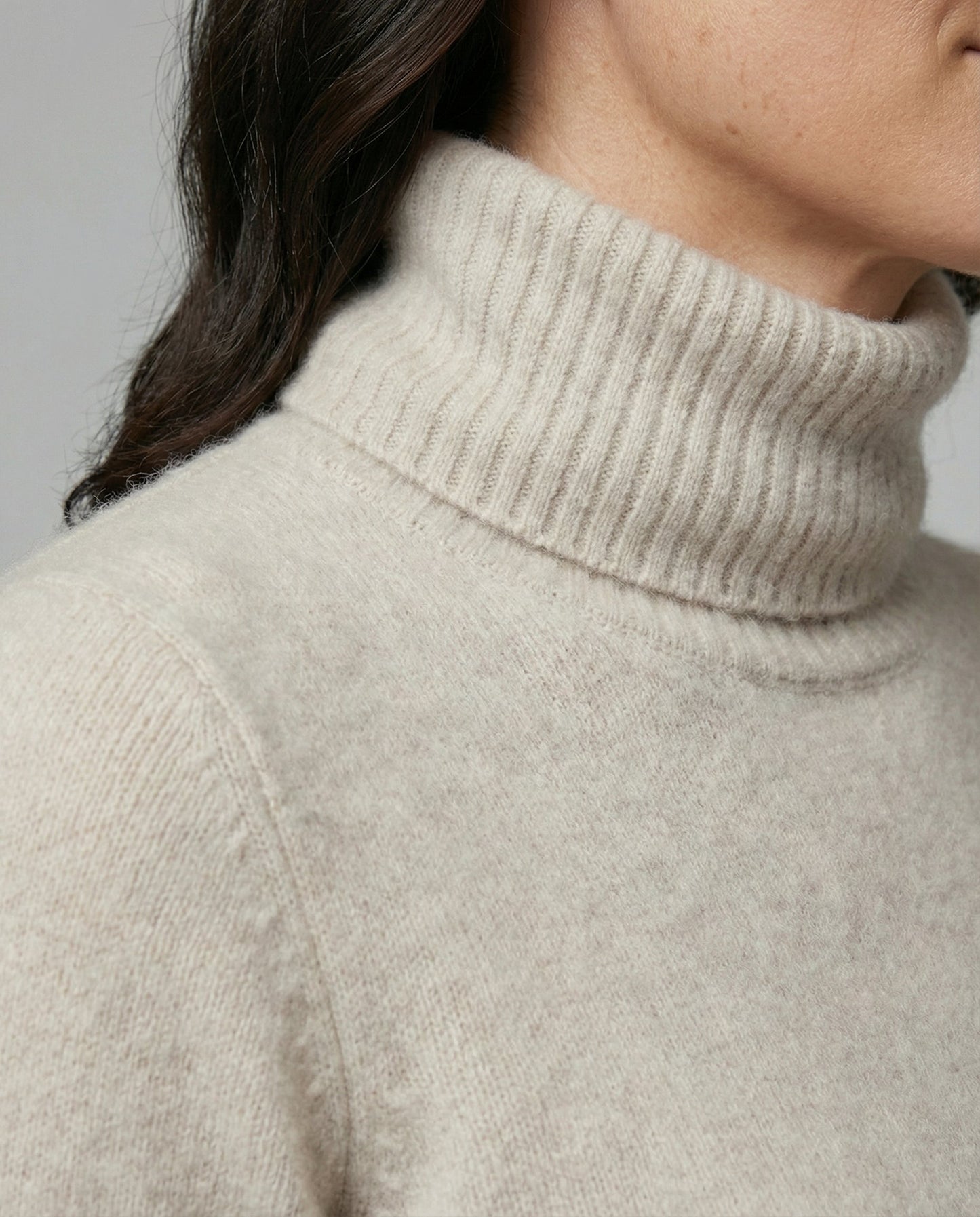 Damen Kaschmir Rollkragenpullover Weich Beige