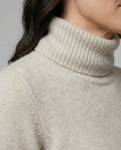 Damen Kaschmir Rollkragenpullover Weich Beige