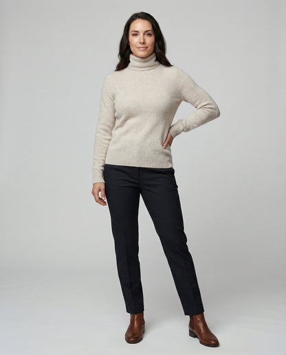 Damen Kaschmir Rollkragenpullover Weich Beige
