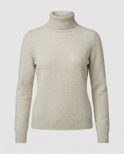 Damen Kaschmir Rollkragenpullover Weich Beige