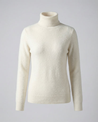 Damen Kaschmir Rollkragenpullover Weich Beige