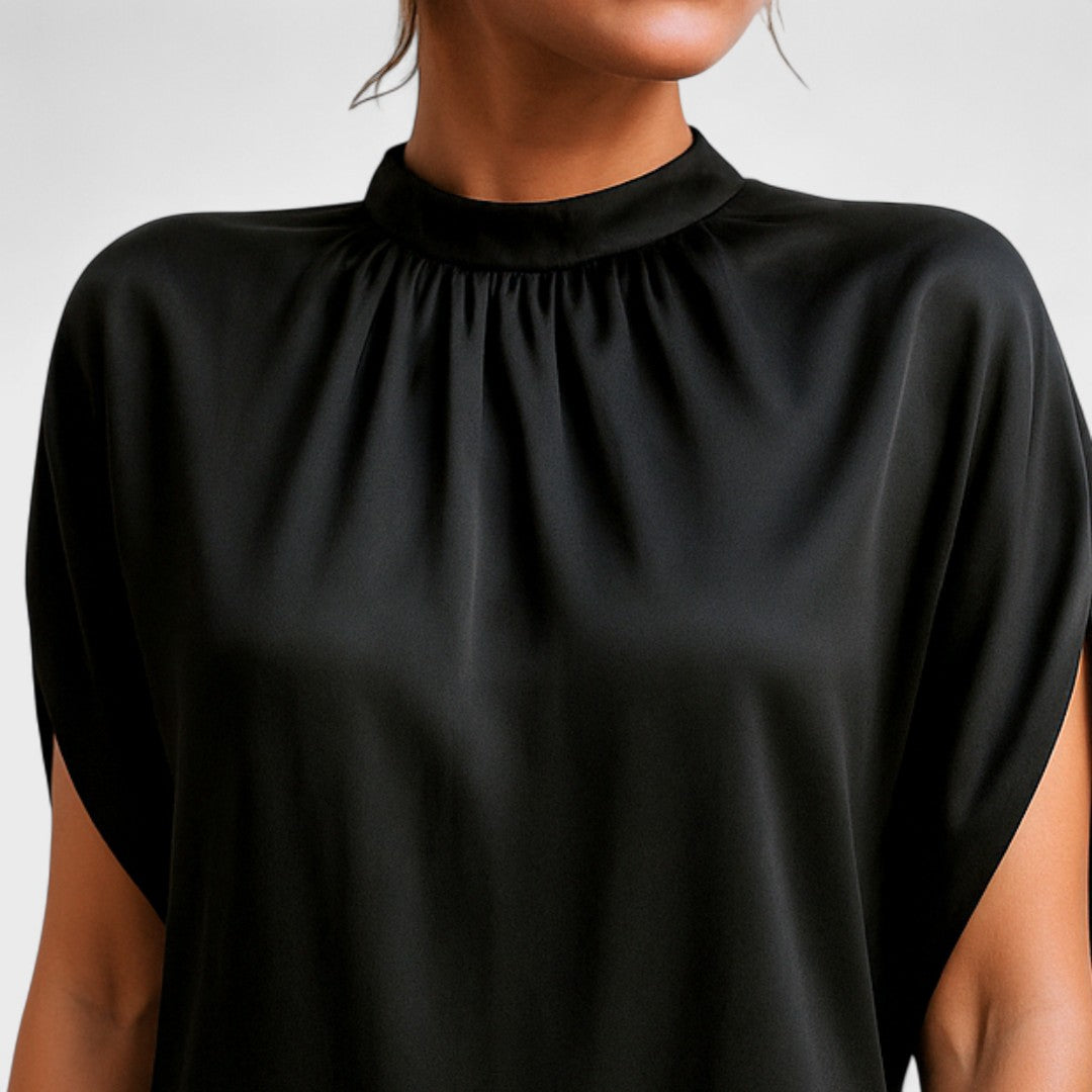 Damen Minikleid Hohem Kragen Lockere Passform