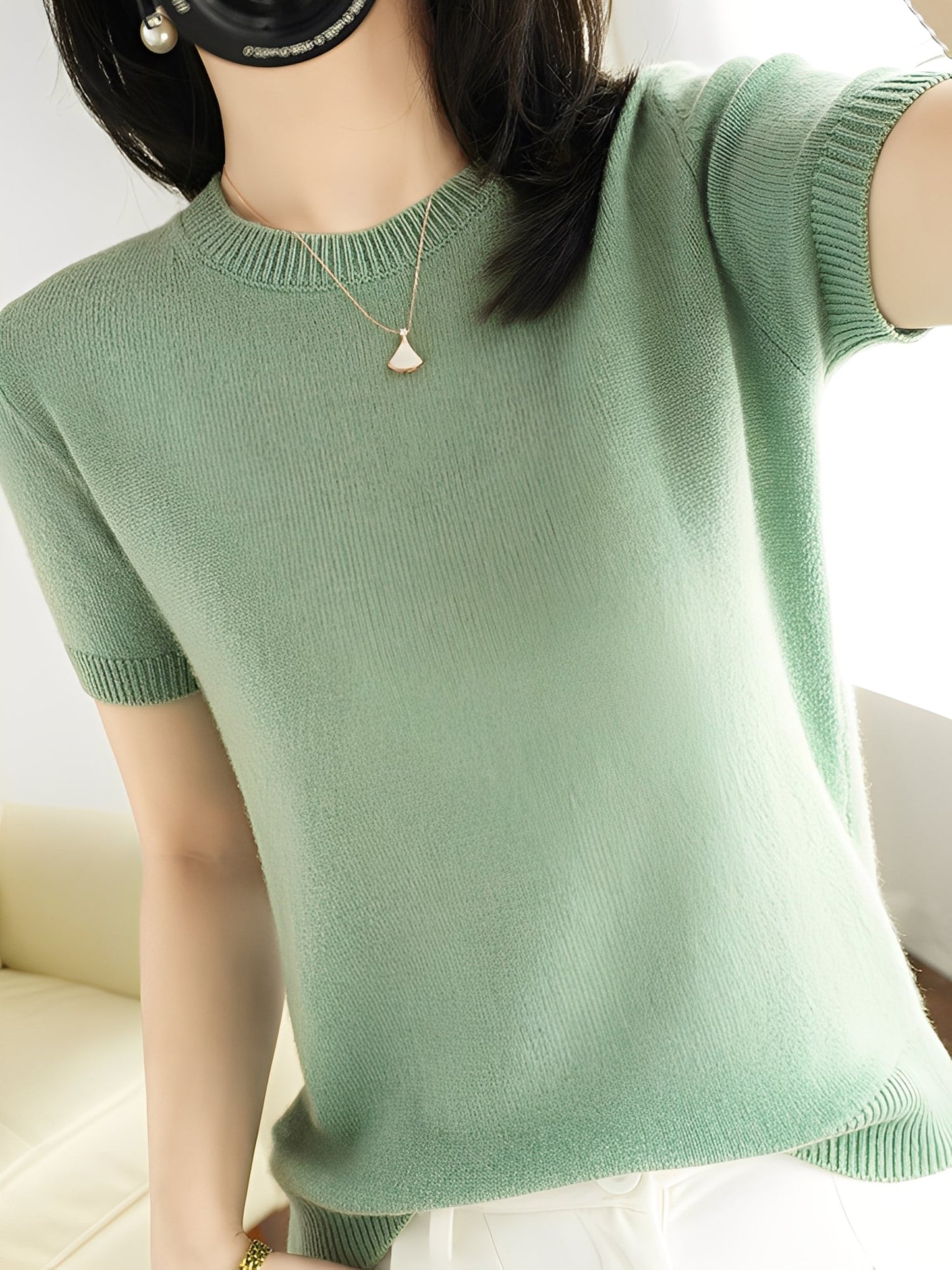 Damen Kurzarm-Pullover