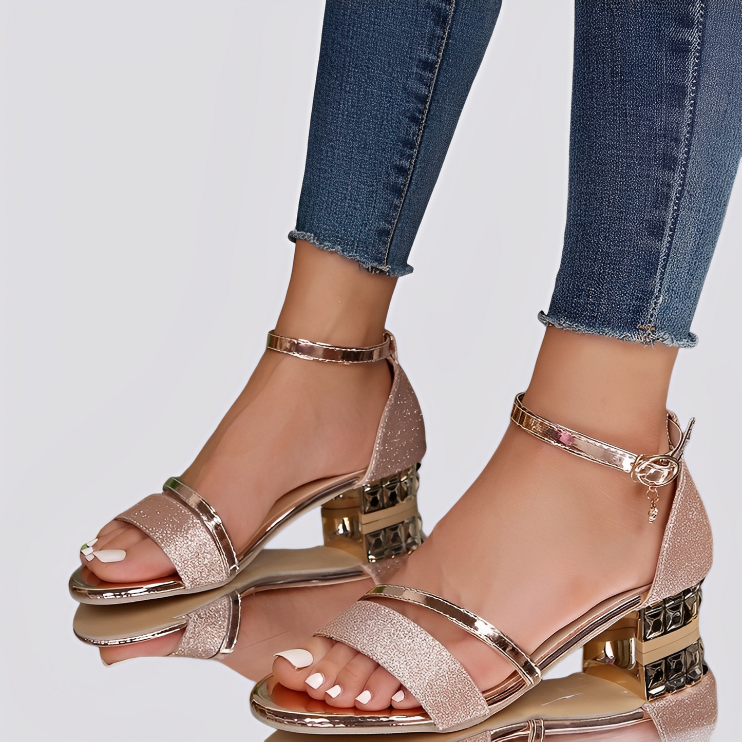 Damen Sandalen Glitzer Elegant