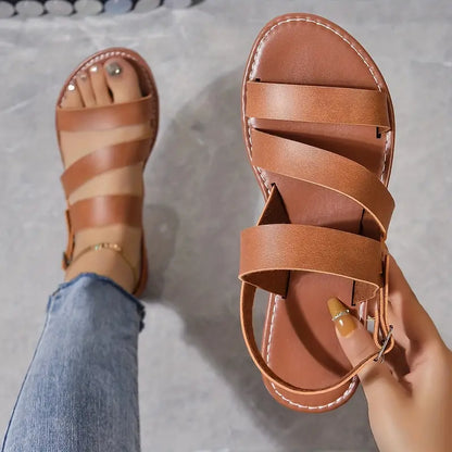 Diana Damen Römische Sandalen Flacher Knöchelriemen