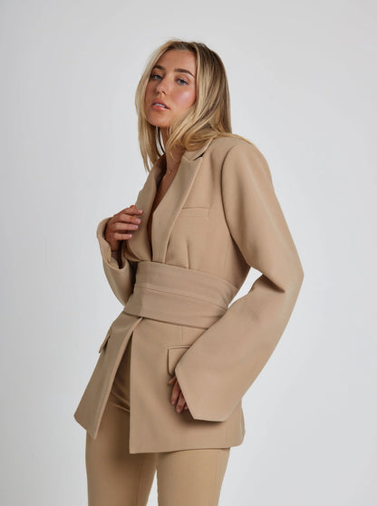 Norvielle Damen Blazer mit Gürtel
