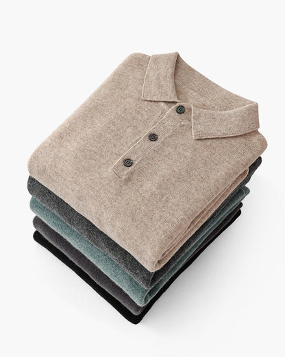 Bennett Herren Kaschmirpullover Polokragen Knopfleiste - Norvielle