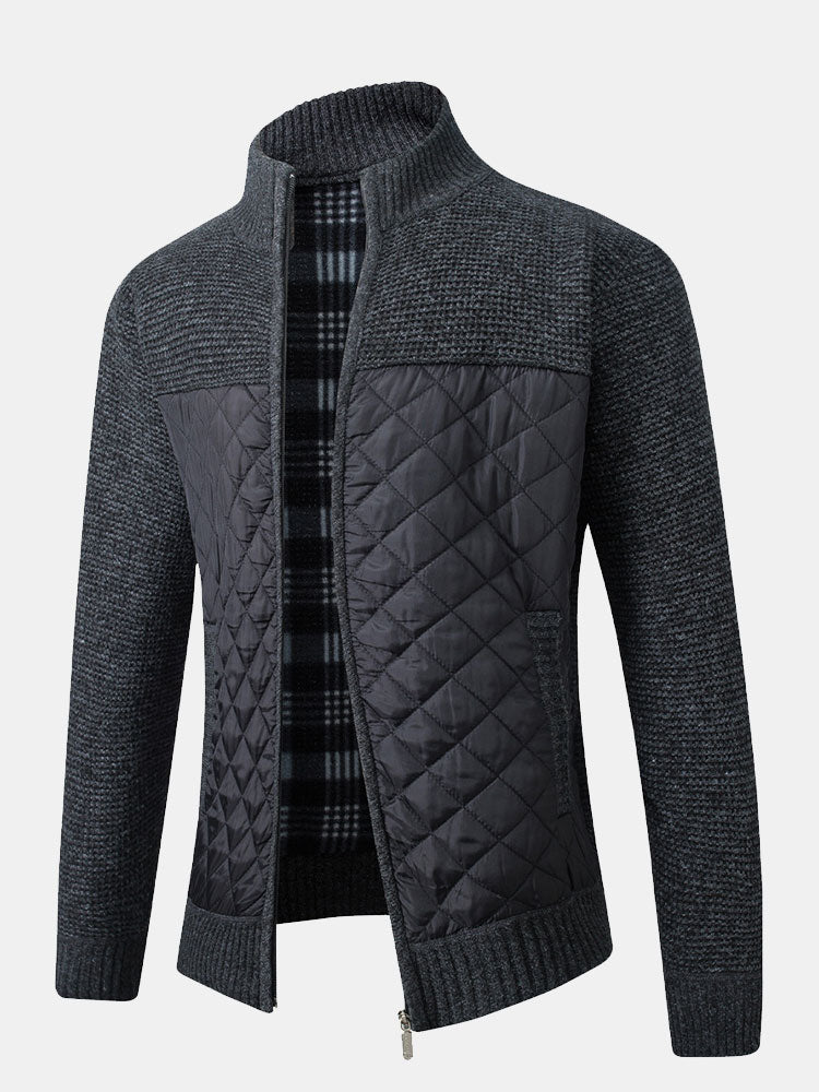 Herren Strickjacke Karomuster Frontverschluss