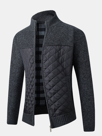 Herren Strickjacke Karomuster Frontverschluss