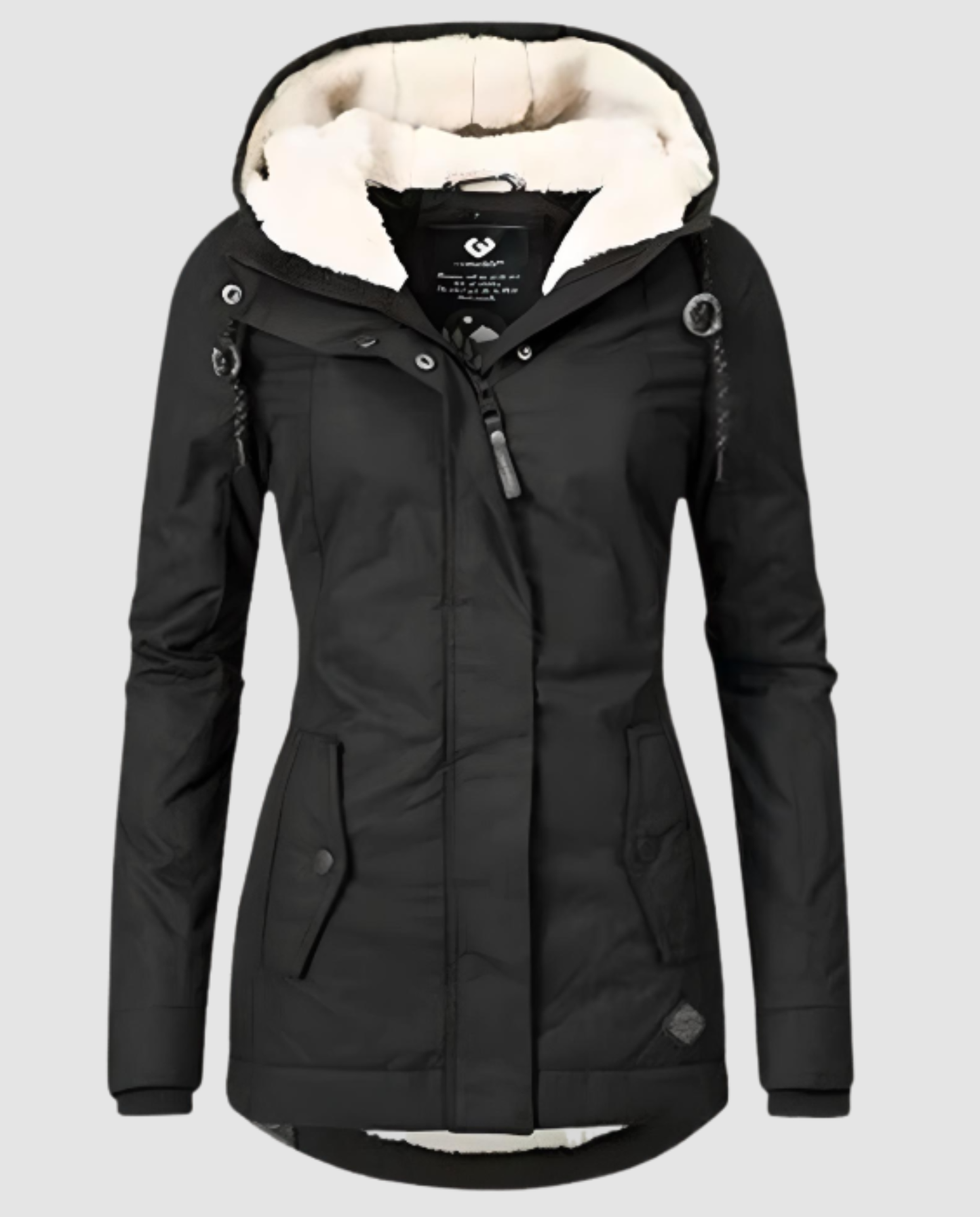 Damen Lange Gefütterte Winterjacke