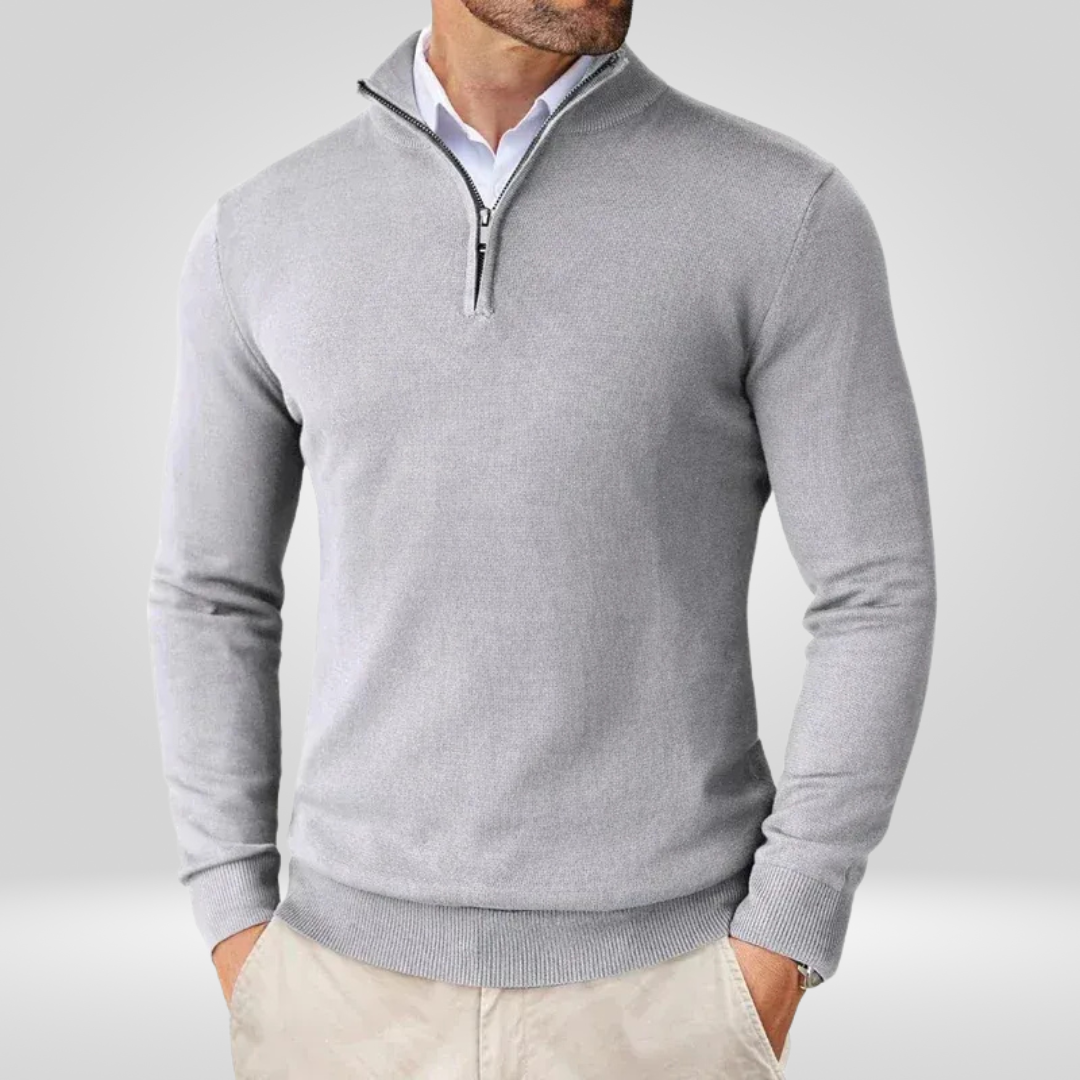Herren Pullover Reißverschlusskragen SlimFit