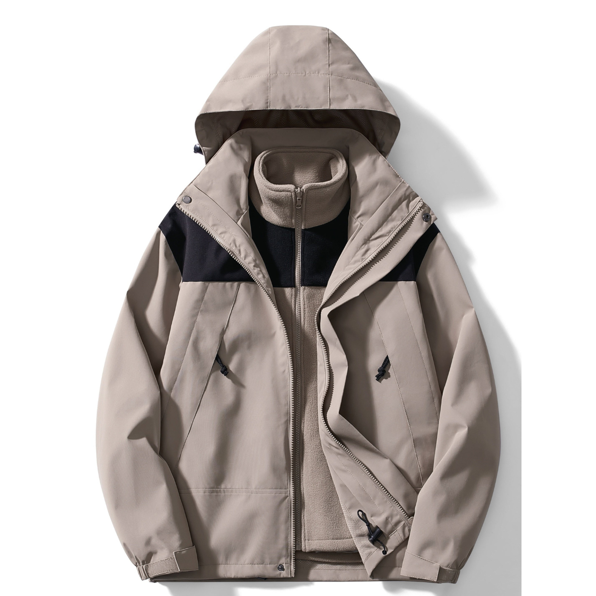 Herren Winterjacke 3-in-1 Fleece Mit Kapuze