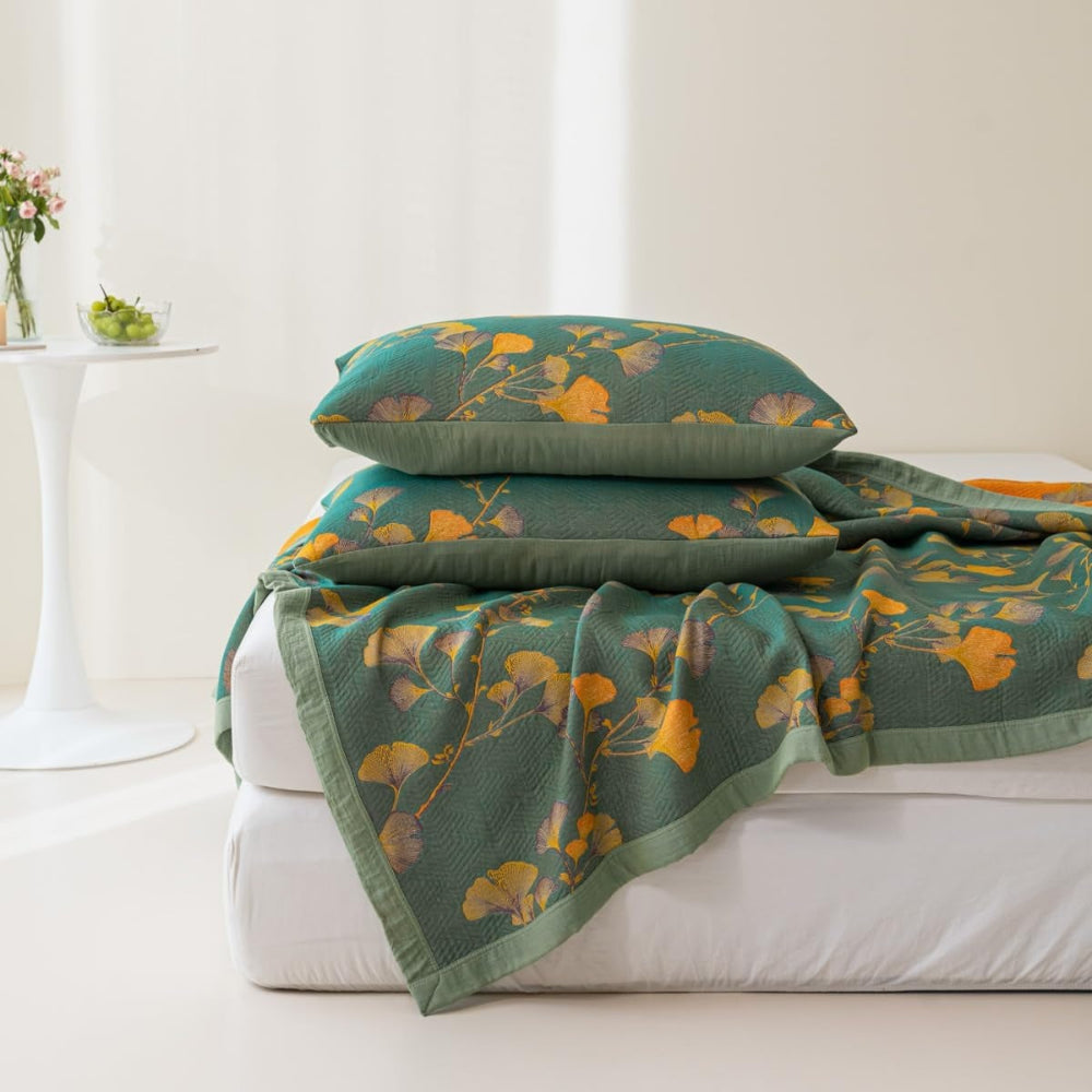 Wendebettdecke Jacquard Blumen Ginkgo Muster - Norvielle